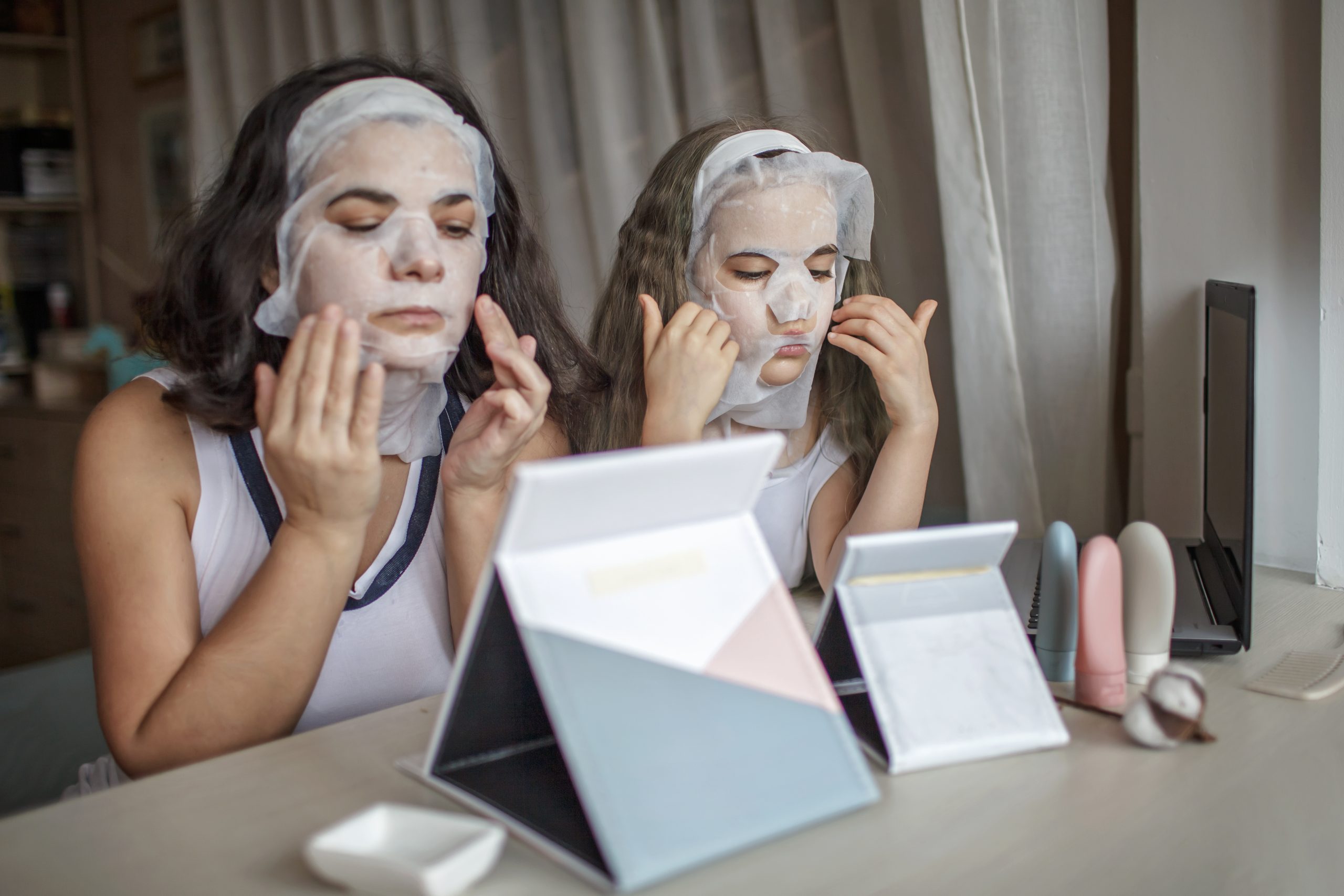 Applying a nourishing mask.