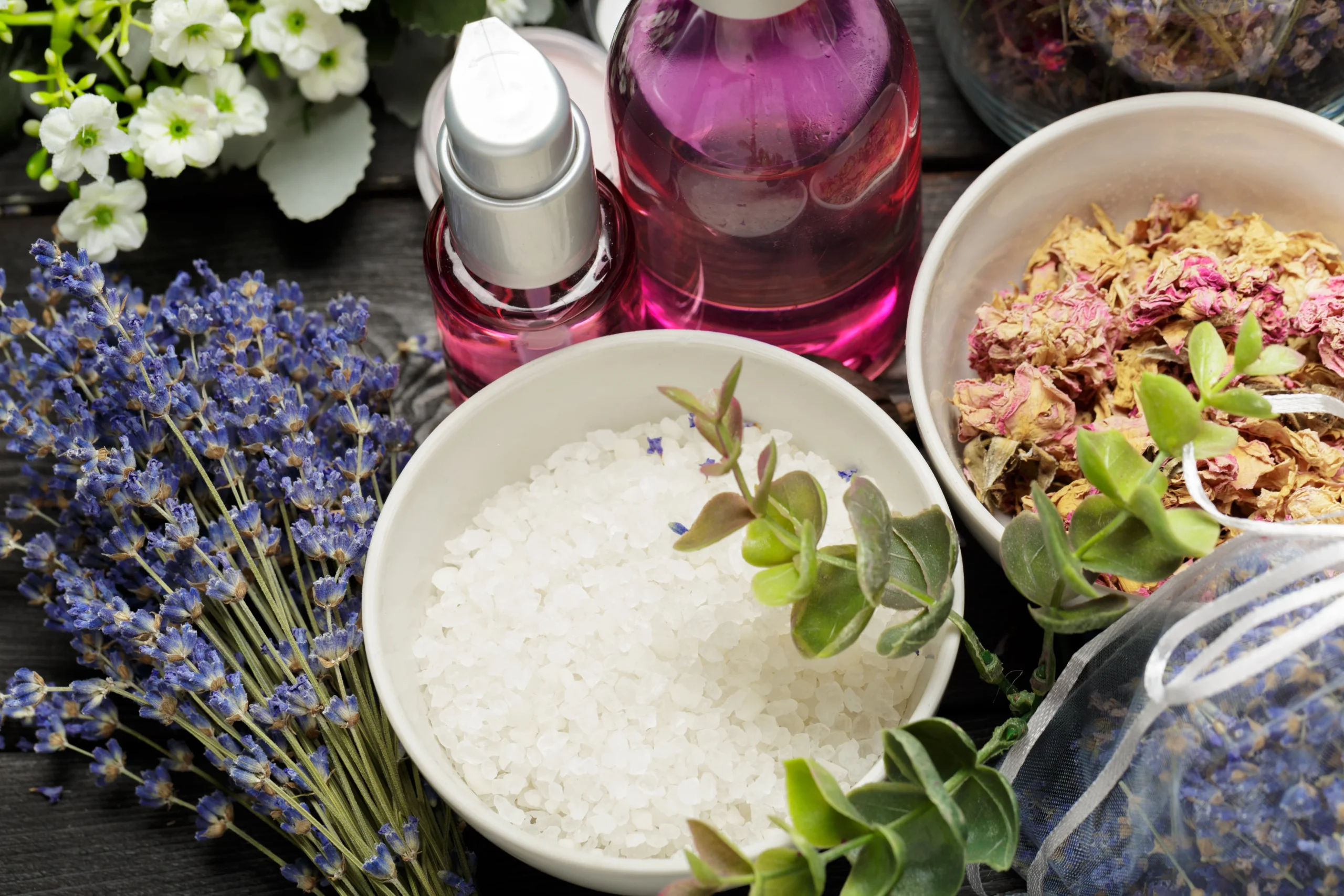 Relaxing lavender bath and body fragrances for spa