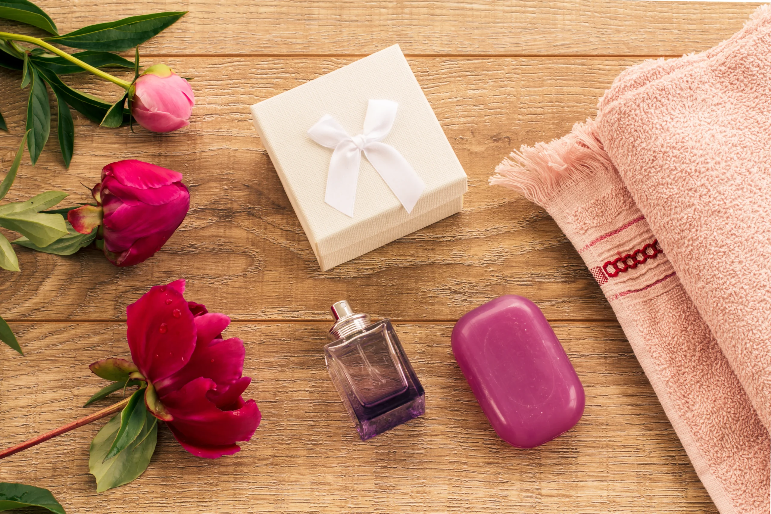 Rose perfume mist set with romantic floral fragrance.