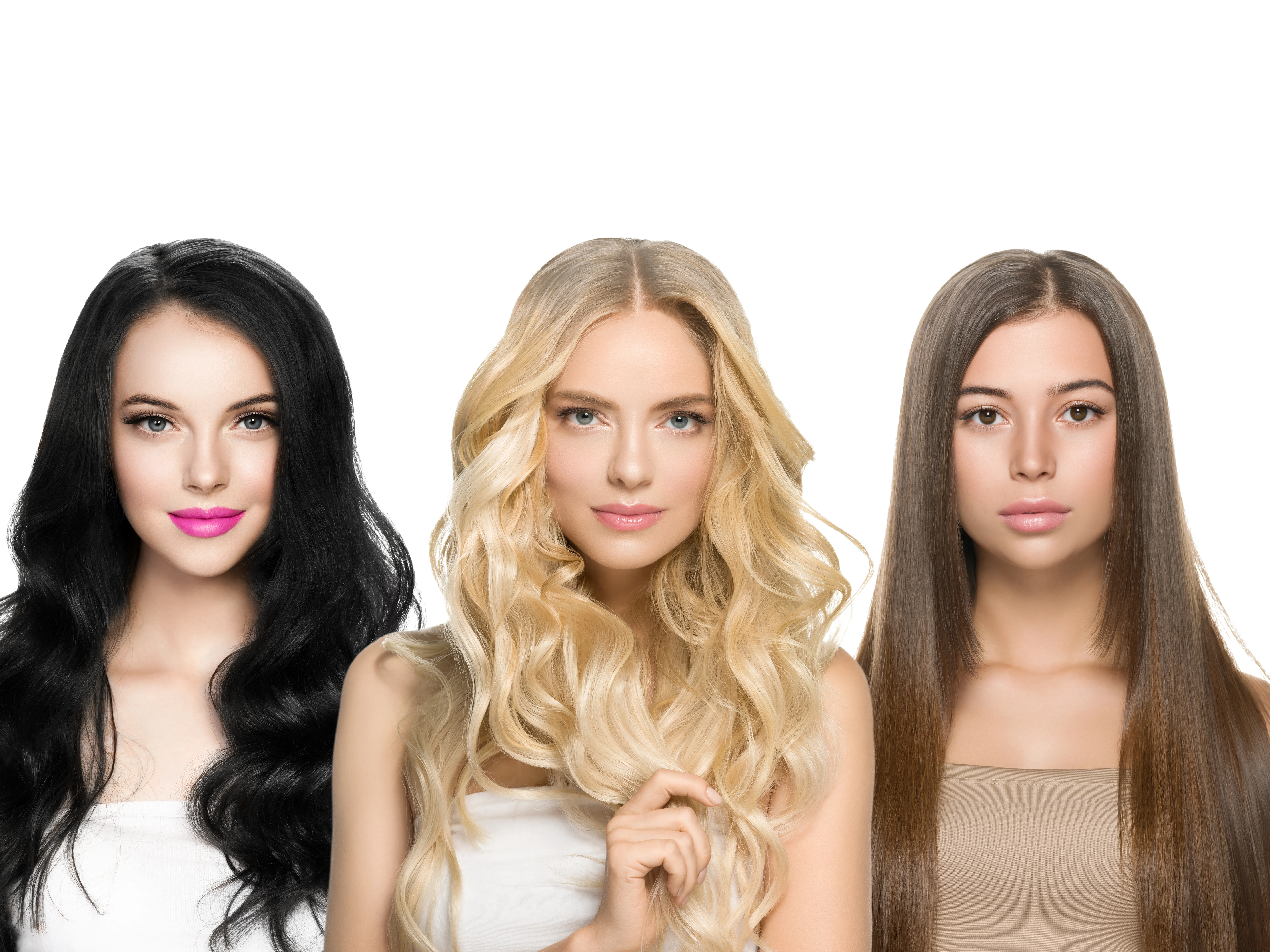 Comparison of fine, medium, and coarse hair textures for identifying hair thickness.