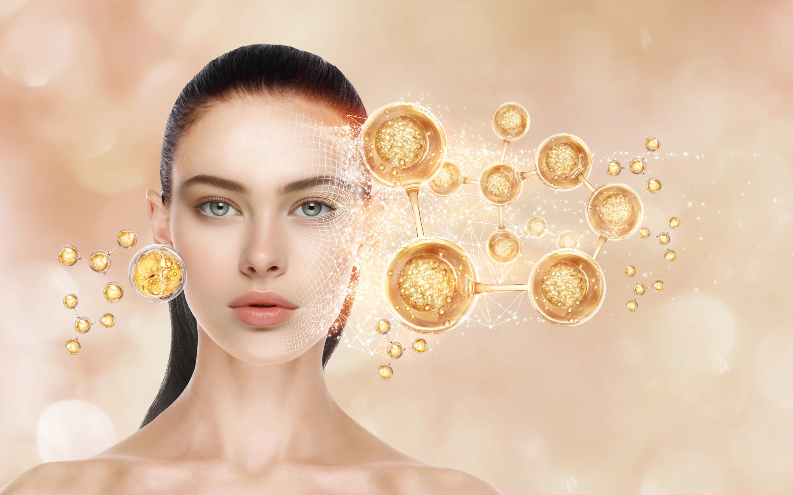 Collagen boost illustration showing stronger skin structure from adapalene.