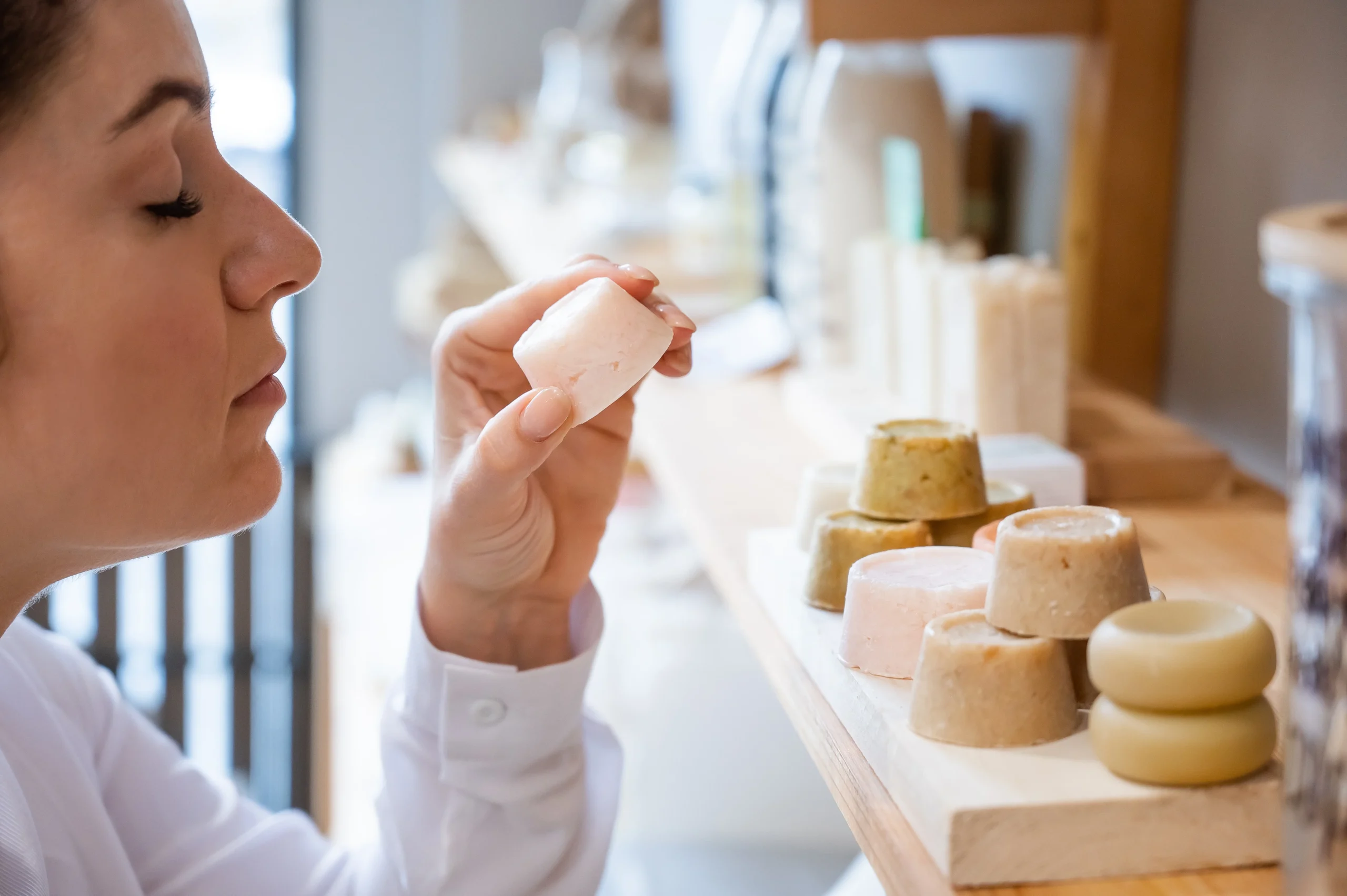 Close-up of soap lather on skin during skincare routine
